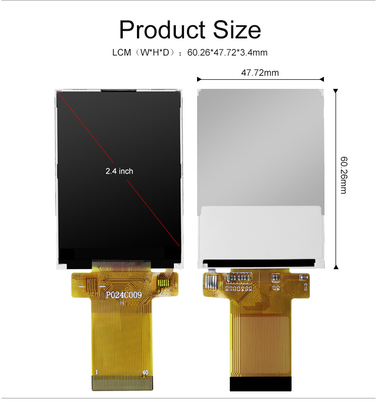 Het Schermvertoning van 2,4 Duimtft lcd, de Module van ILI9341V 24pin SPI LCD voor Mini Video Camera