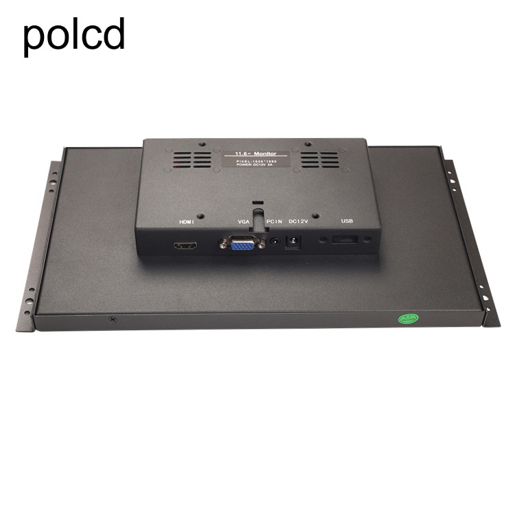 Metaalgeval Polcd 11,6“ Industriële LCD Monitor met het Hangen van Touche screen van het Oor het Open Kader