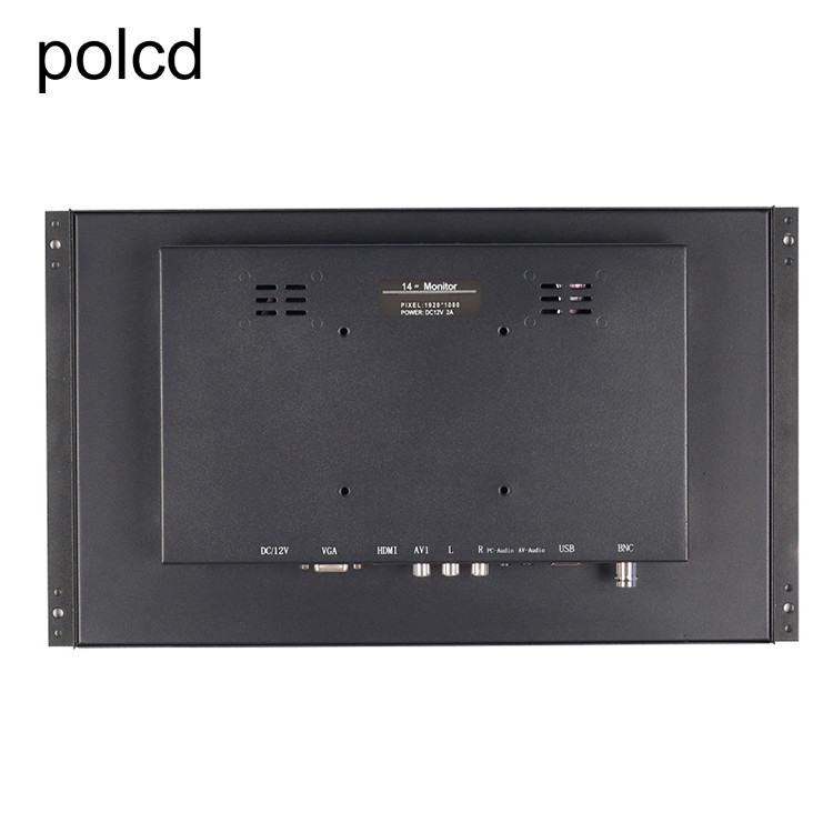 Polcd 14 het Geval Industriële LCD van het Duim Volledige HD 1920x1080 Metaal Monitor met Open Kader