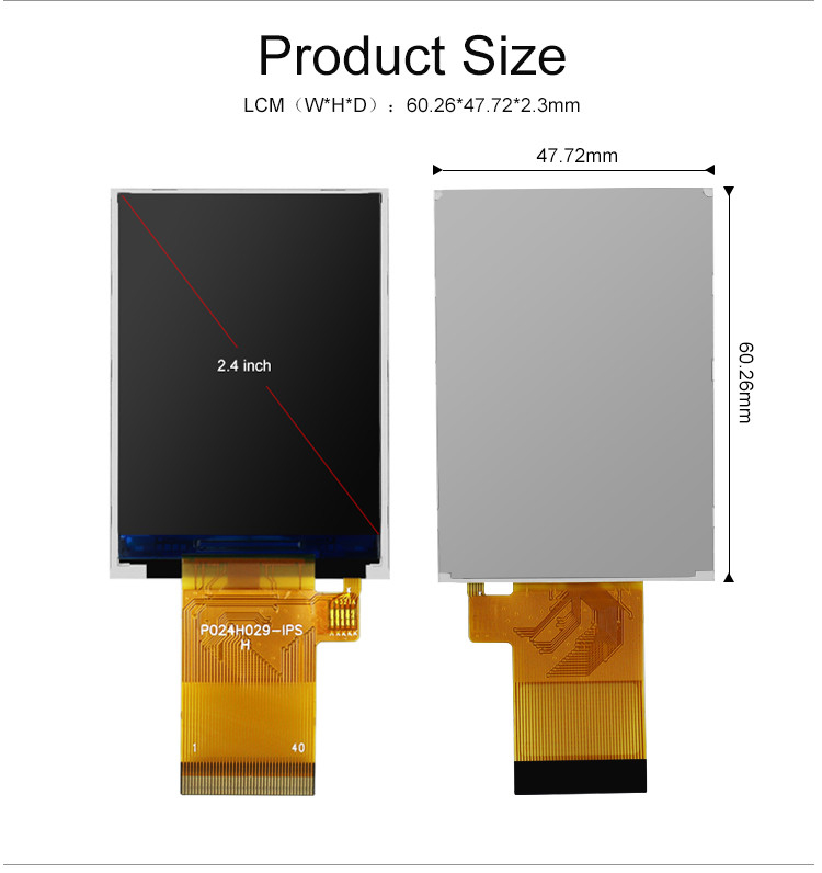 Polcd 350 Neet het Touche screen 240x320 48.96mm van 2,4 Duimtft de interfacelcd van MCU RGB Vertoning