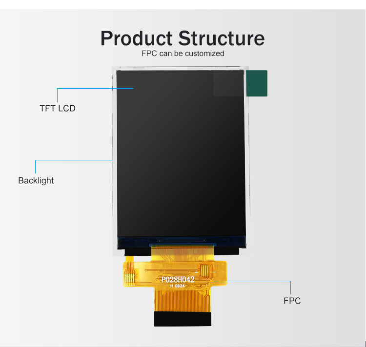 Polcd MCU 8 bit 2,8 lcd-module 57,6 mm touchscreen displaymodule 12 0'CLOCK