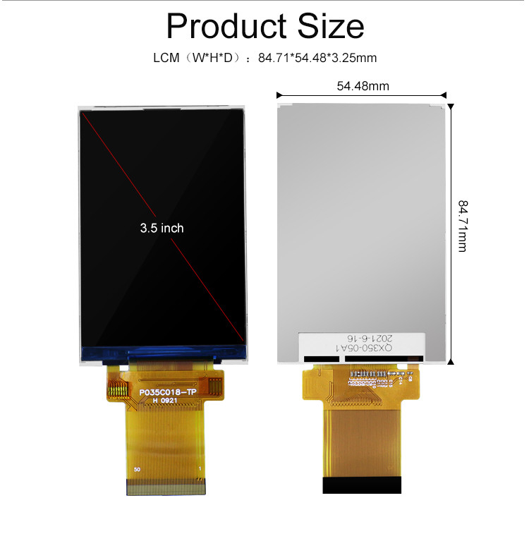 3.5 inch LCD-paneelmodule 320x480 RGB Spi Interface Full Color Tft Lcm Display Polcd