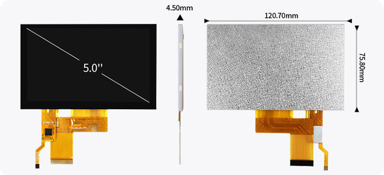 5 inch Tft Lcd capacitieve touchscreen hoog helder 800x480 resolutie Rgb Interface Ips