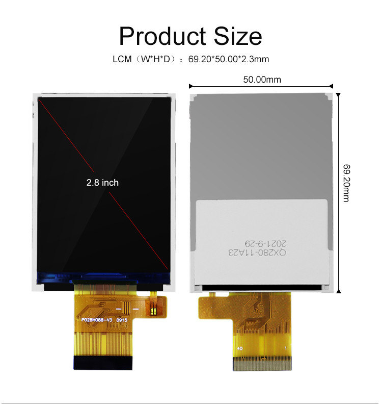 Polcd Kleuren 265K 2.8 inch TFT-module 57.6mm Normaal wit SPI-interface Lcd tft-module