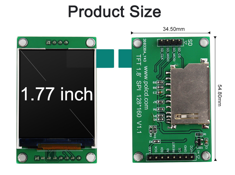 Polcd ST7262 1.77 Inch 24 Bit Lcd 128X160 TFT Touchscreen 300 Nit