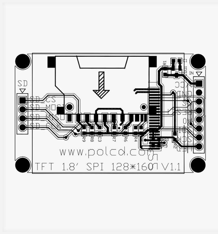 Polcd ST7262 1.77 Inch 24 Bit Lcd 128X160 TFT Touchscreen 300 Nit