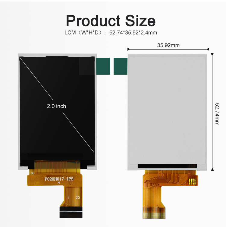 Polcd MCU 8 BIT 2 inch Tft-scherm 30,6 mm IPS TFT LCD-scherm