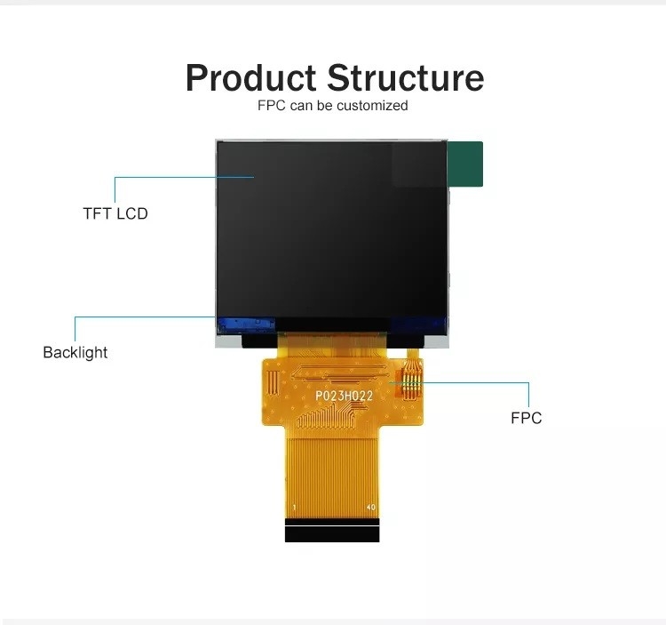 Polcd Zwart 320*240 RGB TFT Display 18 Bit Hoge Helderheid 2,31 inch LCD-paneel