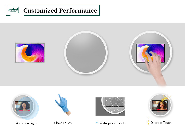 Polcd 8 inch Multitouch Spiegelglas Vertoning Industrieel Aangepast Capacitief LCD Touchscreenpaneel