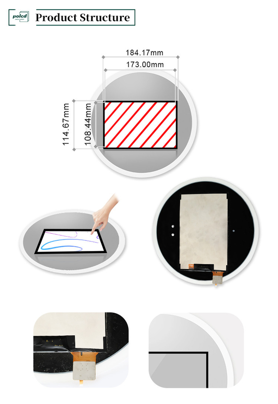Polcd 8 inch Multitouch Spiegelglas Vertoning Industrieel Aangepast Capacitief LCD Touchscreenpaneel