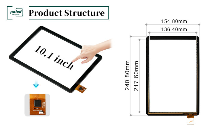 Polcd 10,1 inch GT9271 Vierkant glas 800x1280 capacitieve touchscreenpaneel voor industriële automobiel