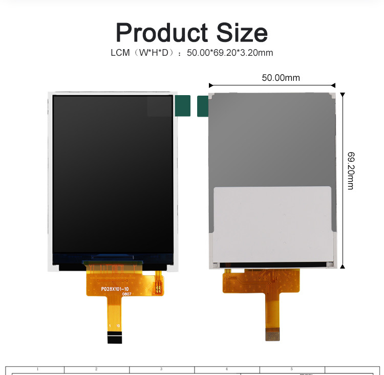 Polcd ST7789V 2,8 inch Ips-scherm 12 0'CLOCK TFT LCD-module ISO9001