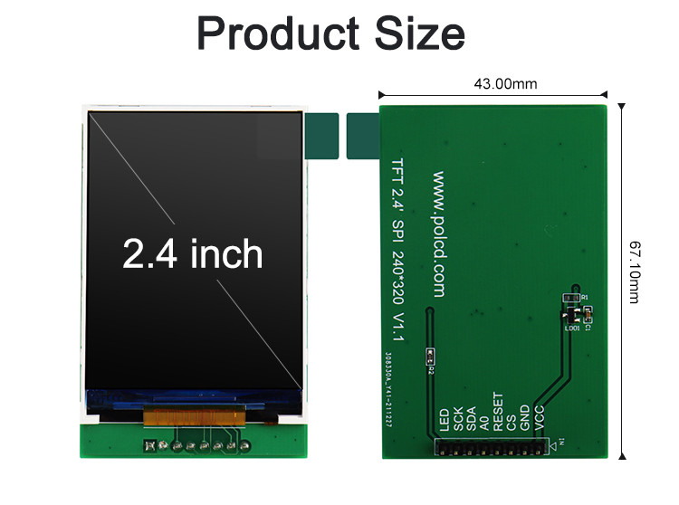 Polcd ISO9001 2,4-inch Tft-touchscreen Tft-monitor 12 0'CLOCK