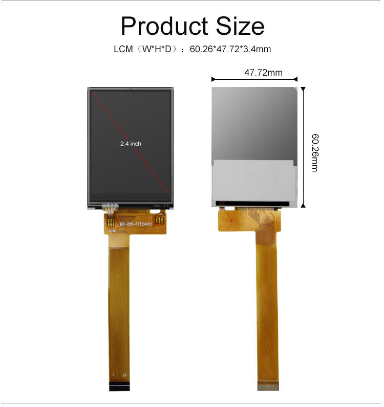 Polcd Black 8080 MCU 2,4 inch Tft-display 8 bit 2,4 Tft Spi 240x320