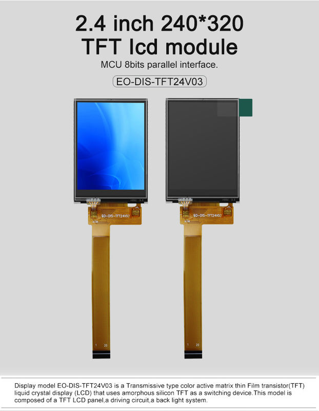 Polcd Black 8080 MCU 2,4 inch Tft-display 8 bit 2,4 Tft Spi 240x320
