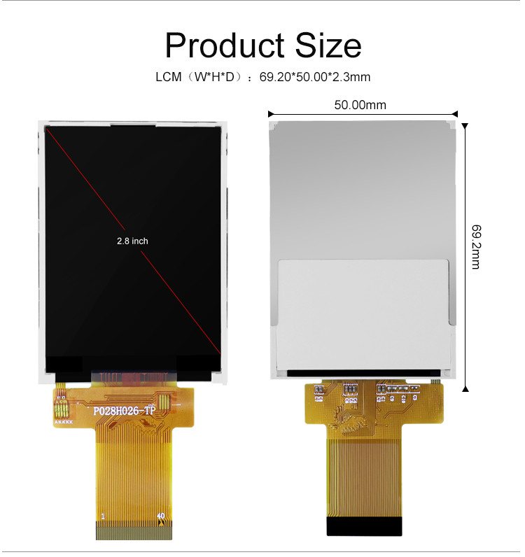 Polcd 12 0'CLOCK 240x320 2.8 Inch Ili9341v 16 Bit TFT Touchscreen