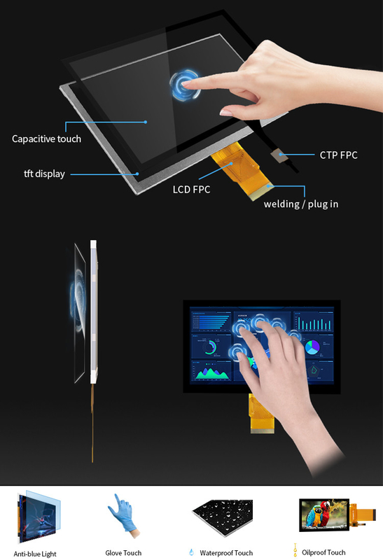 Polcd 7'' Tft Lcd Panel 800x480 capacitieve touchscreen RGB interface 7 inch LCD-module display