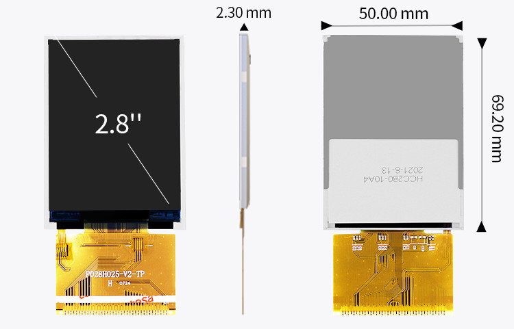 Polcd RoHS 2,8-inch HD TFT-display 8080 MCU Tft-lcd-display met 16 bits