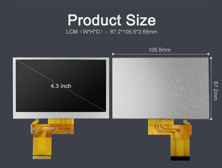 Polcd Custom 4.3 Inch 480*272 Kleur RGB 8bit ILI6485 Drive 40pin 4.3' TFT LCD module