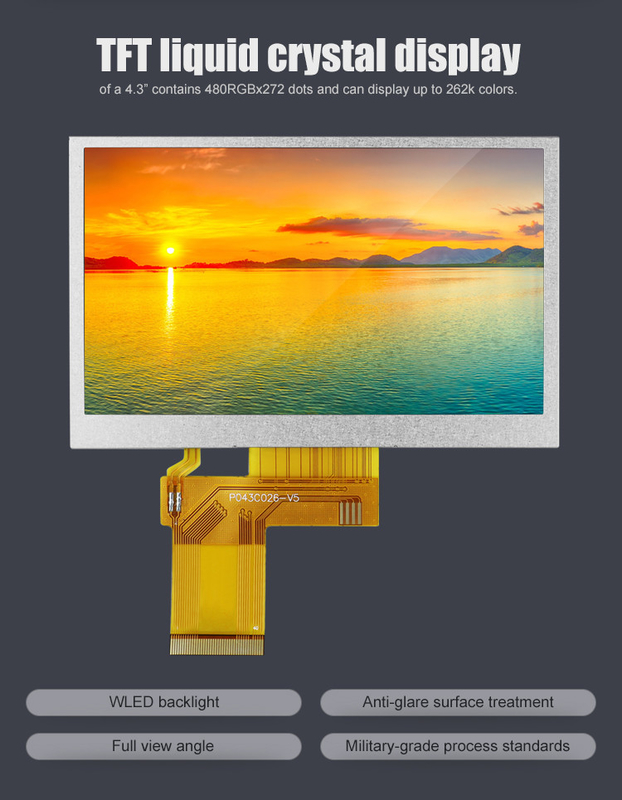 Polcd Custom 4.3 Inch 480*272 Kleur RGB 8bit ILI6485 Drive 40pin 4.3' TFT LCD module