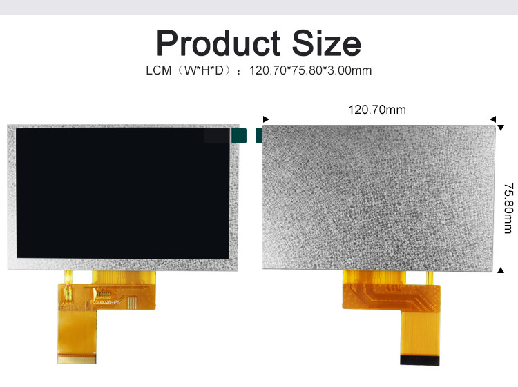 Polcd 5 inch TFT-scherm 800x480 RGB 24-bits interface IPS Volledige kijkhoek LCD-module met hoog contrast
