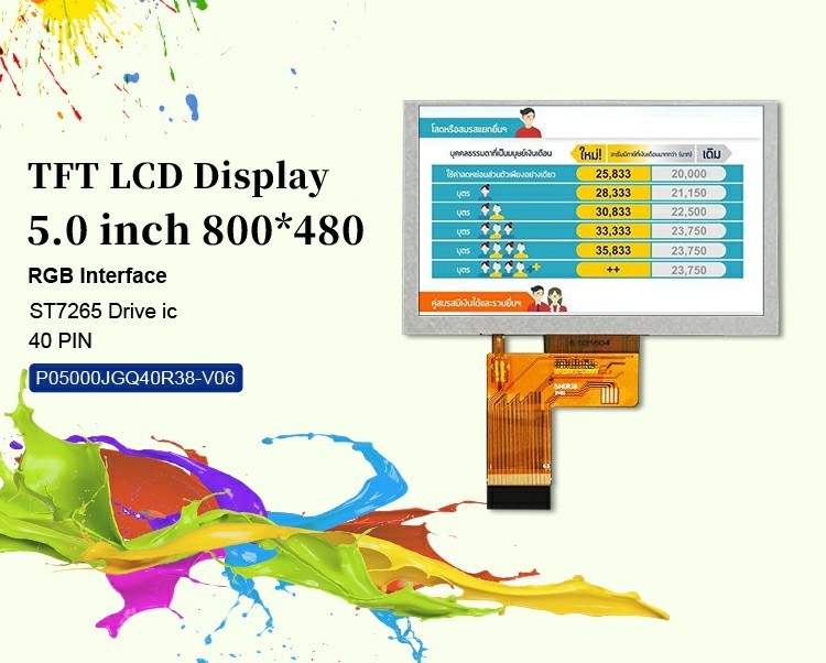 Polcd 5 inch LCD-scherm 800x480 Resolutie ST7262 Driver IC RGB Interface TFT Display