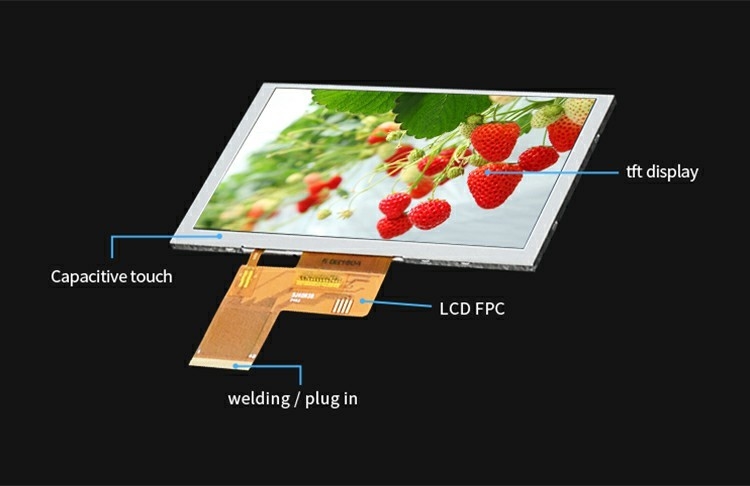 Polcd 5,0 inch TFT LCD-paneel 800*480 Resolutie 500nits RGB-interface 5