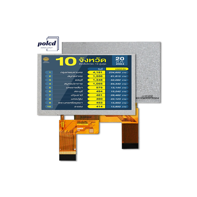 Polcd 5,0 inch TFT LCD-paneel 800*480 Resolutie 500nits RGB-interface 5