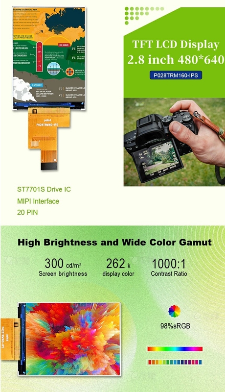 Polcd 2,8 inch IPS Alle kijkhoeken TFT 480*640 Resolutie 20 Pin ST7701S ic LCD Display Module