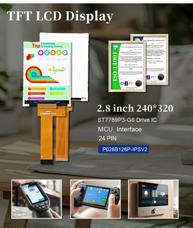Polcd 2,8 inch LCD-scherm 240x320 MCU Interface Wide View Angle TFT Transflective LCD-module met ST7789P3-G6