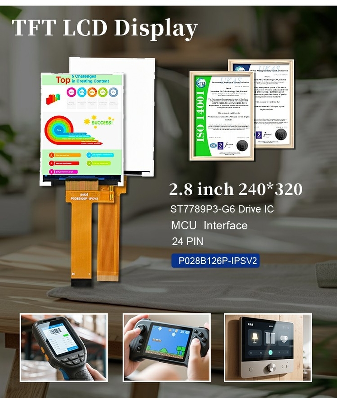 Polcd 2,8 inch TFT 240*320 Resolutie ST7789P3-G6 IC MIPI Interface IPS LCD Display Module
