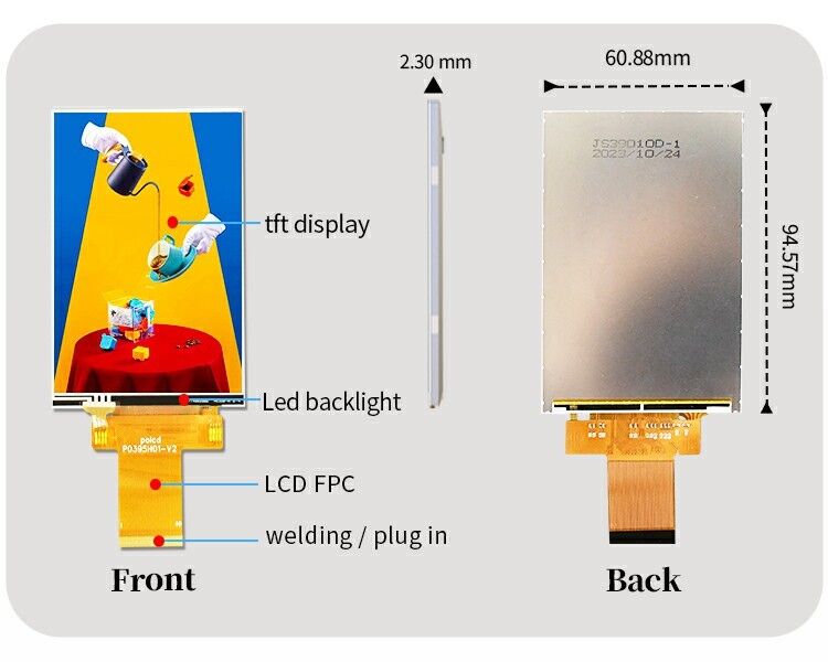 Polcd Custom 3,95 inch 320x480 Ips Tft Lcd RGB interface Liquid Crystal Display Module met aanraak