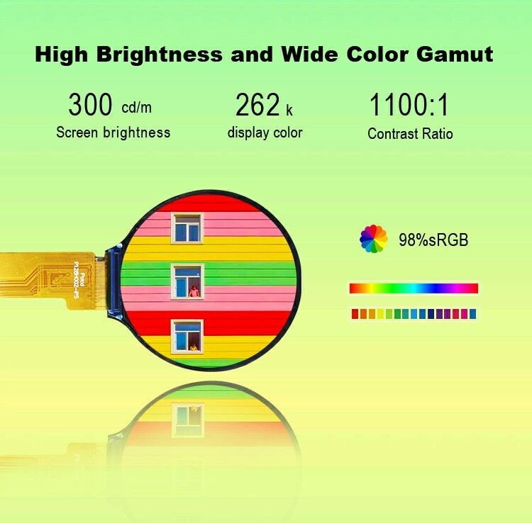 Polcd 1,28 inch IPS Circulair LCD Display 240xRGBx240 Resolutie Op maat gemaakte TFT LCD-module voor Smartwatches