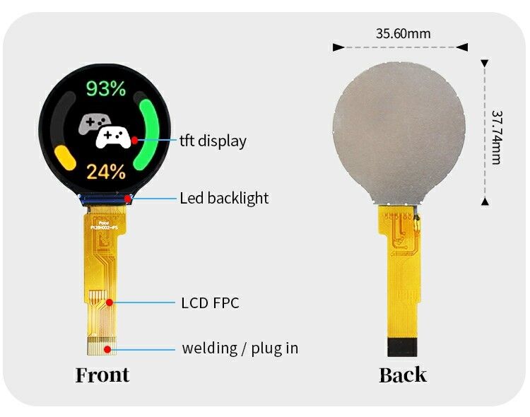 Polcd 1,28 inch 1,28' Ronde kleur Circulair TFT Display 240x240 LCD GC9A01 Driver IPS LCD-module