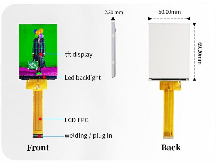 Polcd 2,8 inch TFT-scherm 240x320 IPS-scherm Hoog contrast 1200:1 TFT-paneel LCD-module