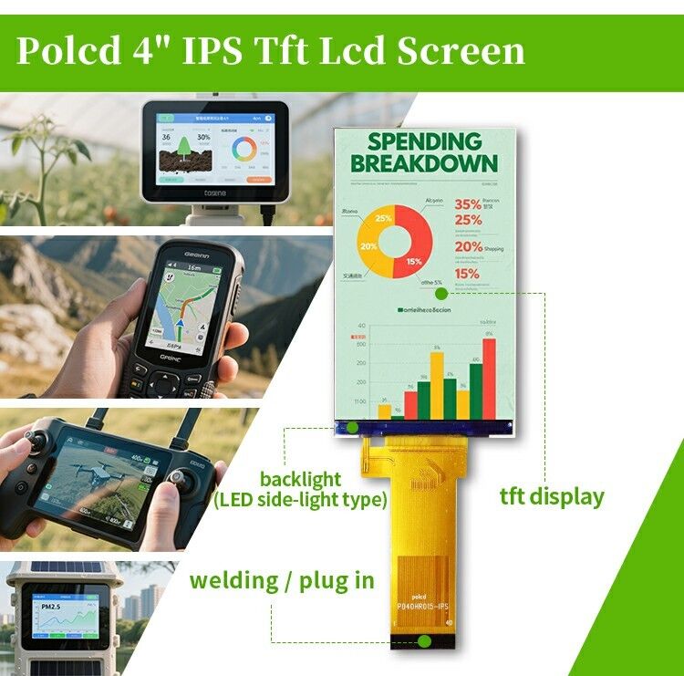 Polcd 4 inch LCD 480*800 RGB Interface IPS Viewing Display Kleinschalig LCD-scherm voor industrieel gebruik