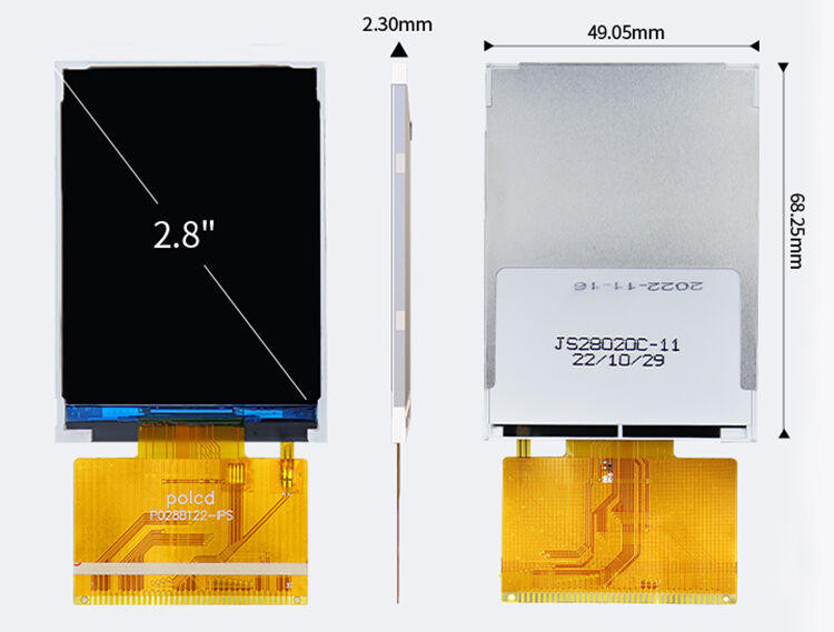 Polcd Kleine 2,8 inch 240x320 QVGA Hoge helderheid 300nits SPI interface IPS TFT display