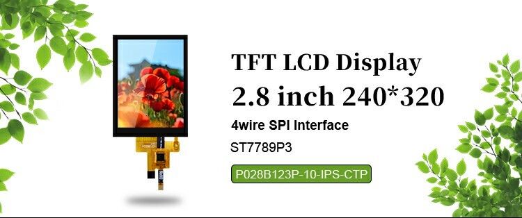 2.8 inch 178° Ips Tft Capacitive Touch Screen Full View Angle Spi Interface