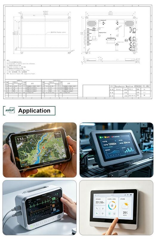 Polcd High Brightness 7 Inch 1024x600 RGB LCD Drive Board RTD2281 met audio luidspreker voor industriële outdoor display