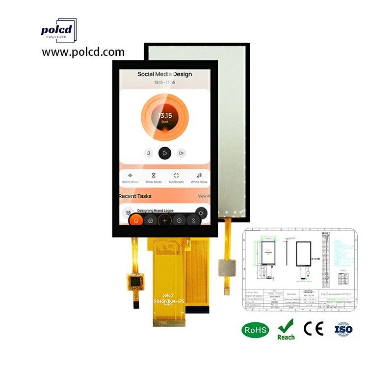 Polcd 4,5 inch TFT 480*854 Resolutie Contrastverhouding 1200:1 RGB Interface IPS Touchscreen LCD Modules