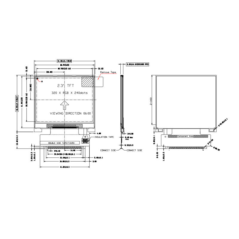 Polcd ILI9342C 2,31 Duimlcd 8080 MCU 16 Bit 320x240 Lcd Vertoning 300 Nit
