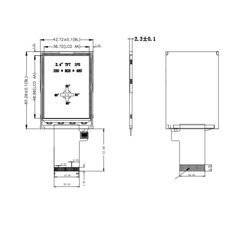 Polcd 350 Nit Tft-touchscreen 2,4 inch LCD met 16 bits Vertoning ISO9001
