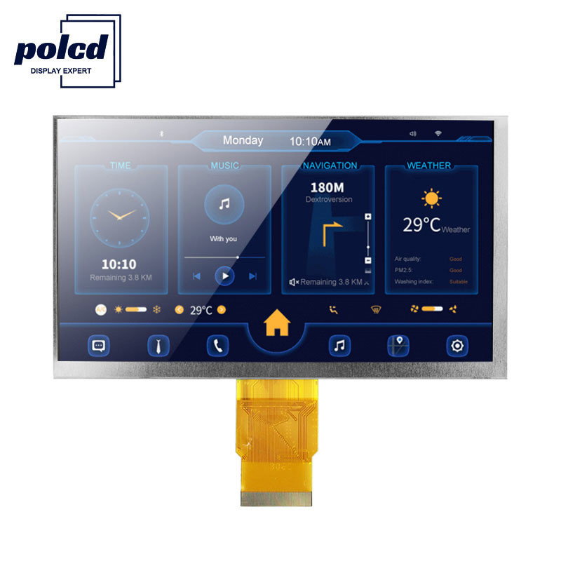 Polcd ISO9001 300 Neten 7 Inch Touch Tft Lcd RGB 800x480 Lcd-scherm met 24 bits
